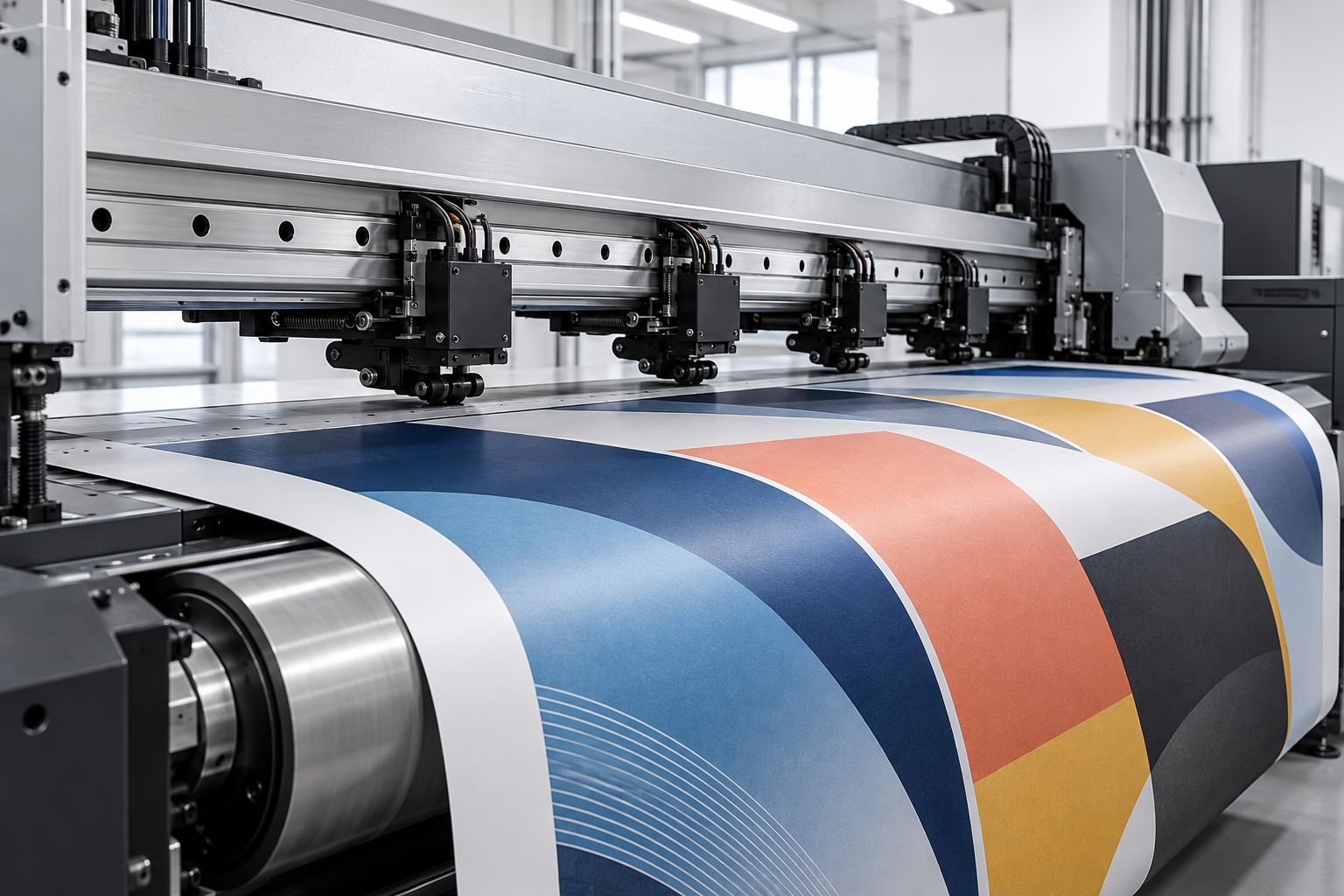 Digital printing equipment with a neatly supported colour print sheet