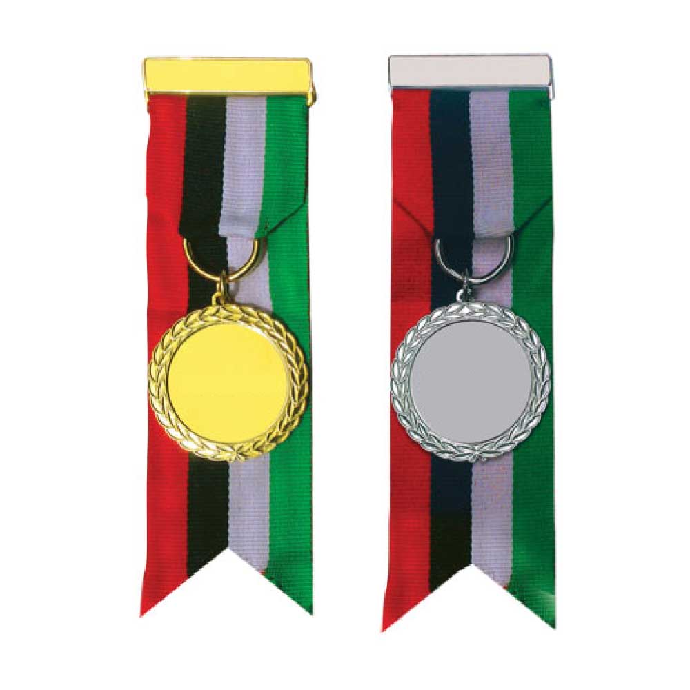 Laurel Medal with Bar and Flag-Color Ribbon