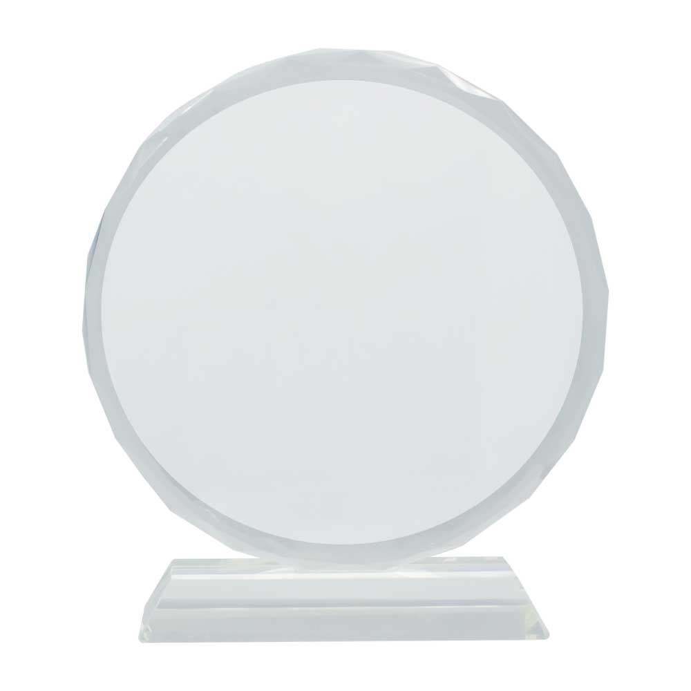 Round Faceted Crystal Award on Clear Base