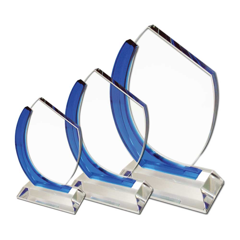 Reconocimiento curvo de cristal con arco azul
