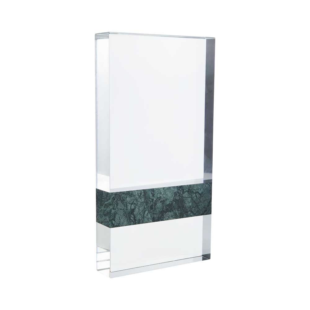 Reconocimiento rectangular de cristal con franja de mármol