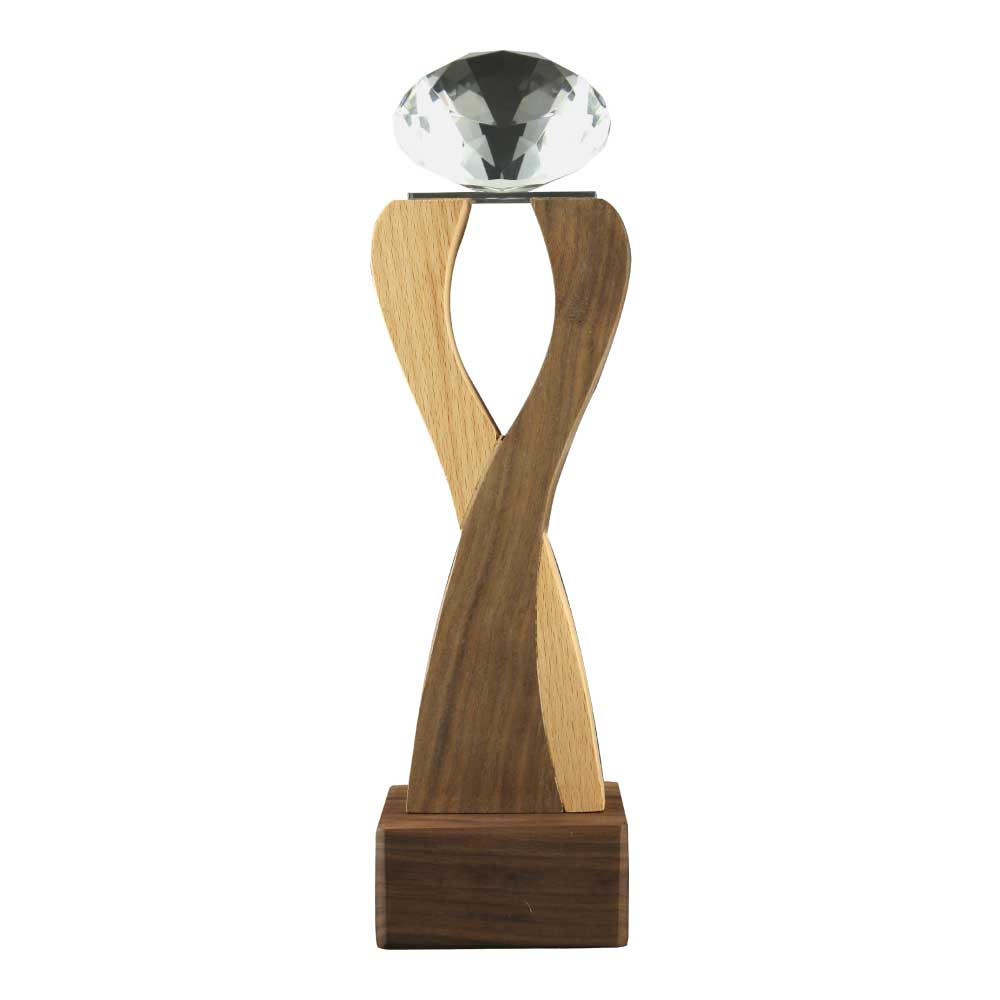Wooden Trophy with Crystal Diamond