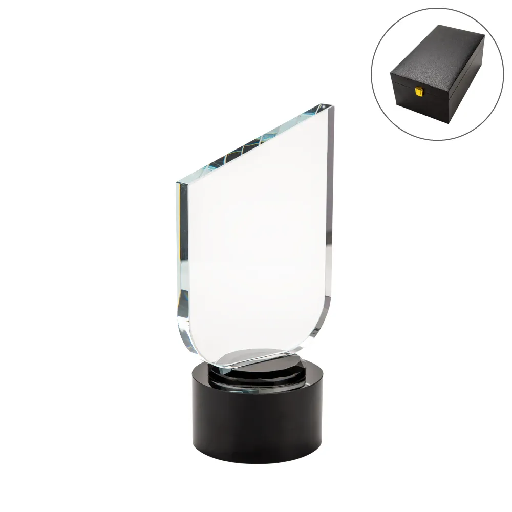 Slant-Top Crystal Trophy on Round Base