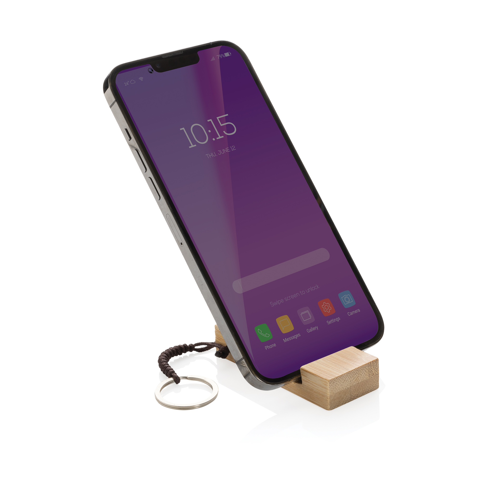Bamboo Keychain Phone Stand