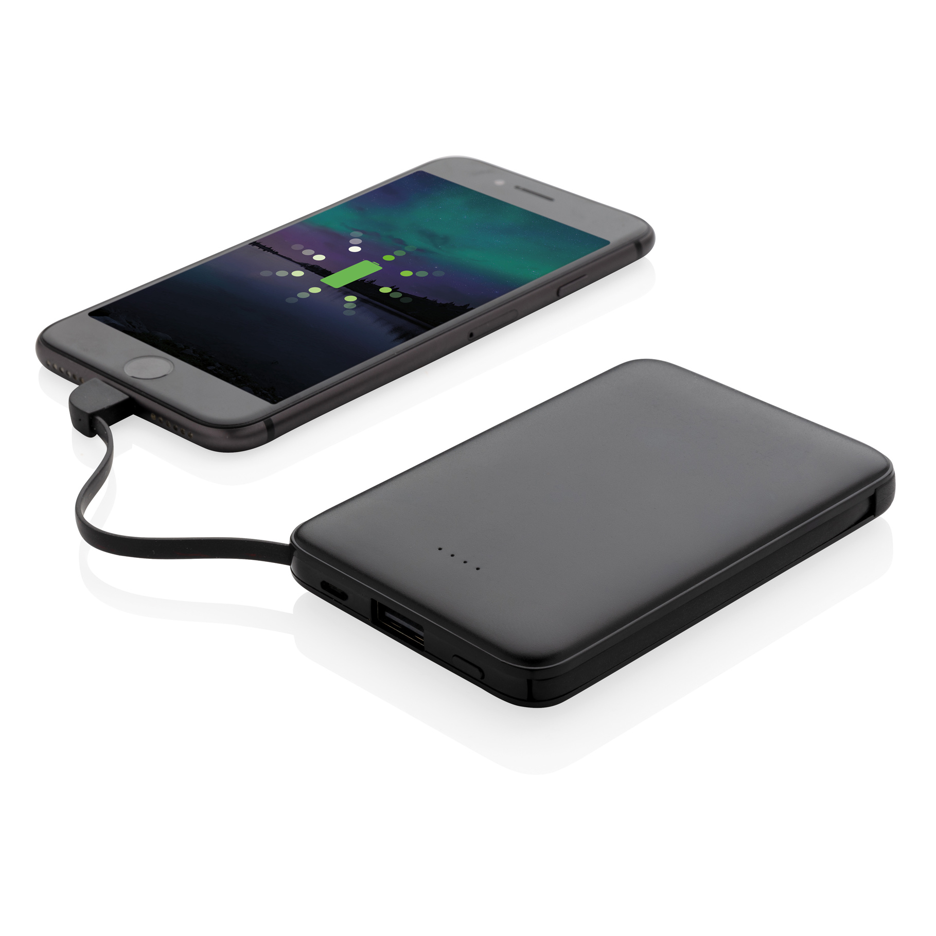 Batería externa de bolsillo con cables integrados