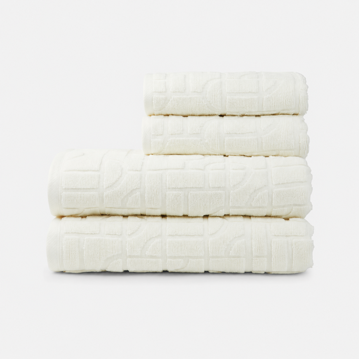 4-Piece Geometric Organic Cotton Towel Set