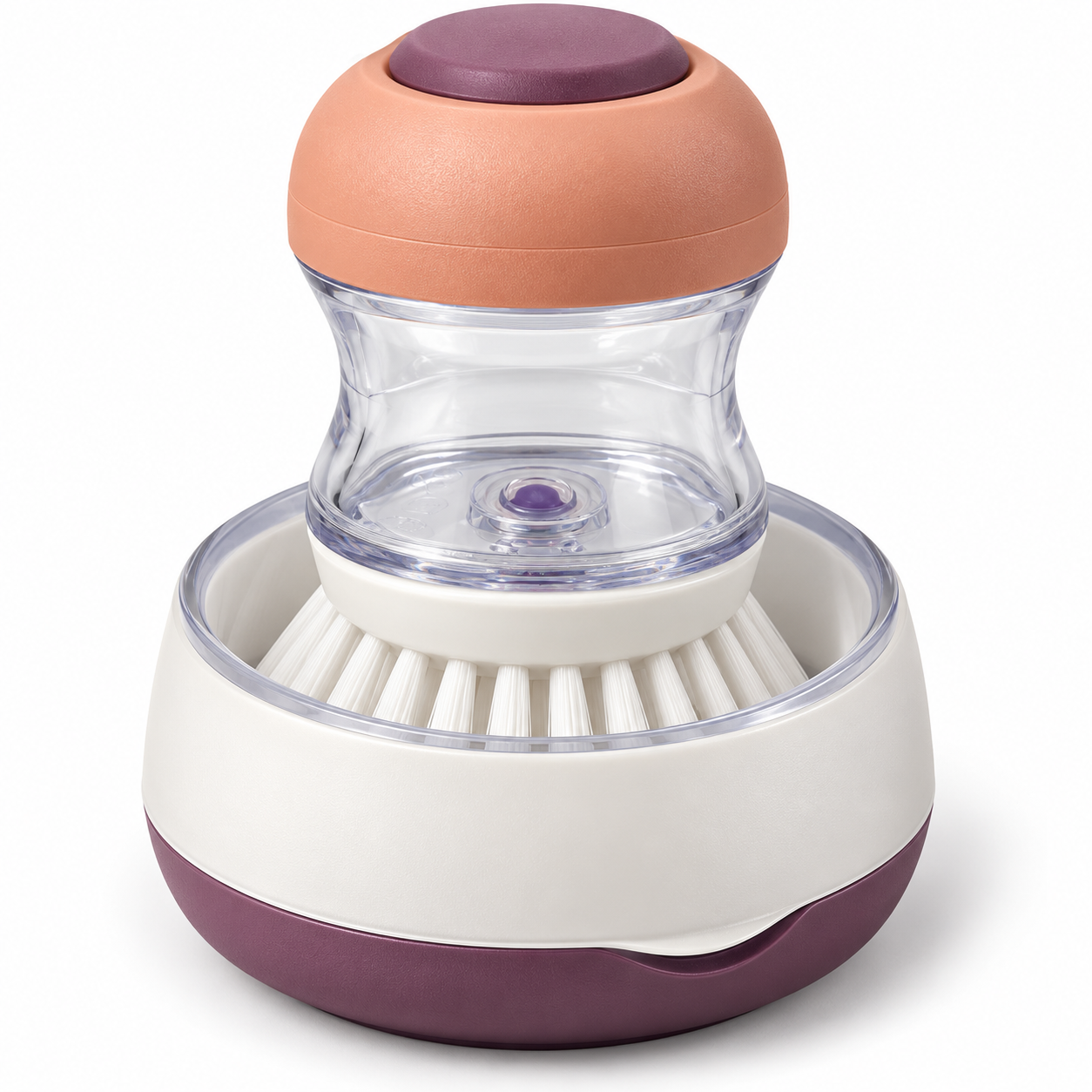 Soap-Dispensing Palm Brush and Holder