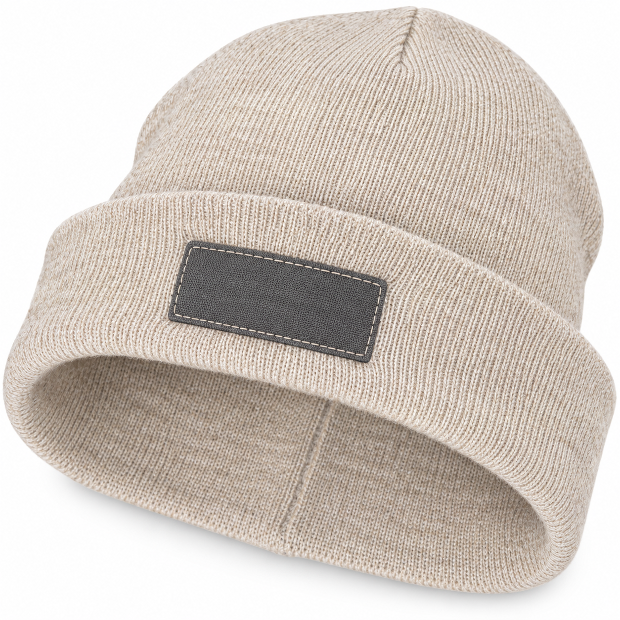 Ribbed Beanie with Plain Patch
