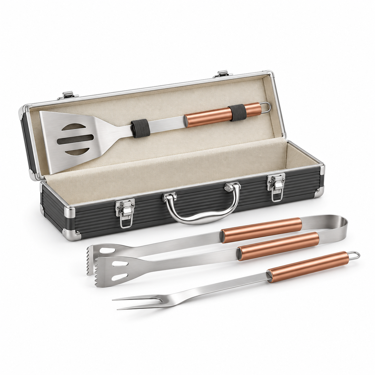 Three-Piece Barbecue Tool Set in Aluminium Case